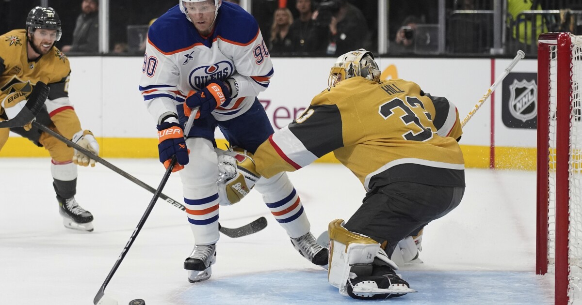 Oilers rally for NHL-record to beat Golden Knights 4-2 in Game 1