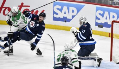 Hellebuyck and Jets back on road in NHL playoffs at Dallas; Florida seeks to get even vs. Toronto