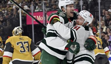 Kaprizov's 3-point game leads the Wild to a 5-2 win over the Golden Knights, tying the series