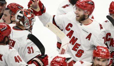 Jaccob Slavin scores in OT as the Hurricanes beat the Capitals in Game 1 of their 2nd-round series