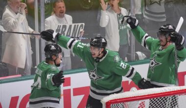 Stars score 3 PP goals in 5 1/2 minutes early in 3rd, rally to beat Oilers 6-3 in Game 1
