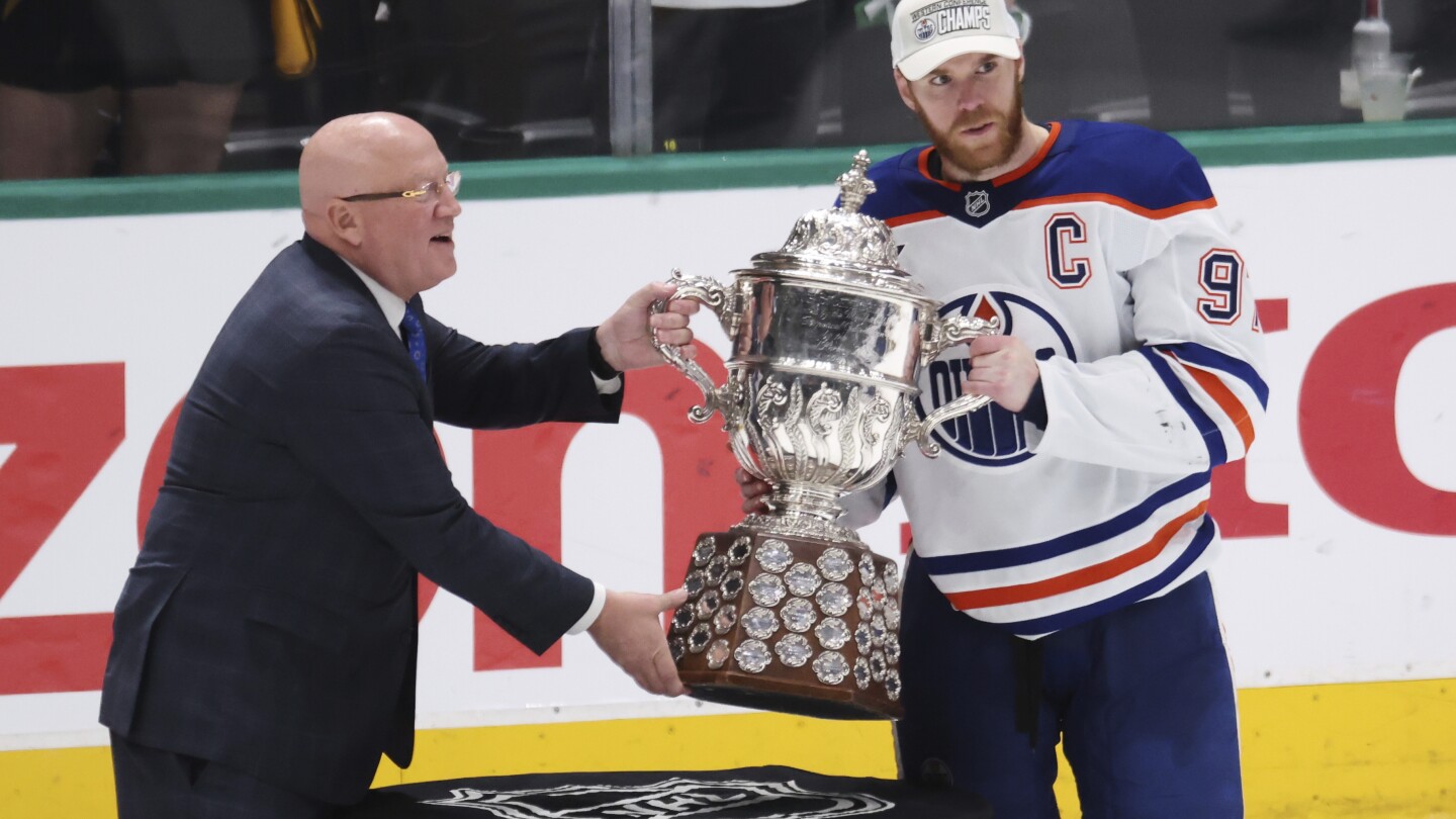 Oilers gladly touched West trophy ahead of Cup rematch. It was hands off for Panthers in the East