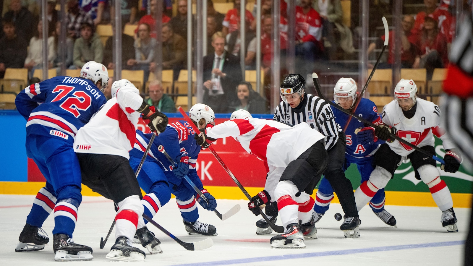 Switzerland shuts out US 3-0 at ice hockey worlds