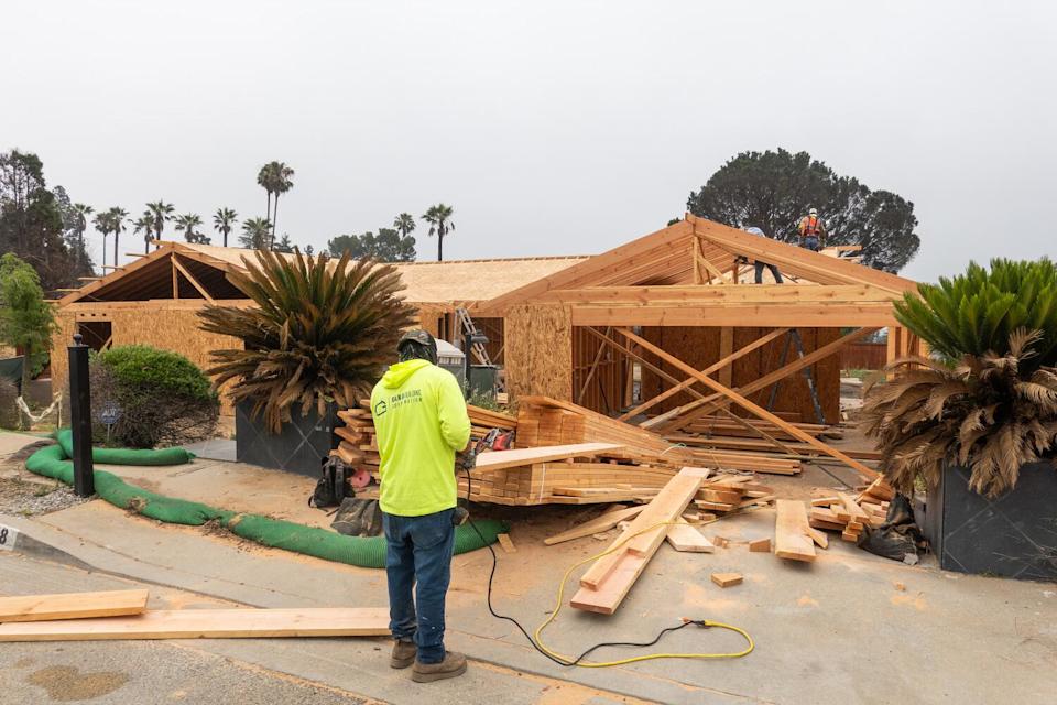 A home under construction in Altadena, where immigration agents visited earlier this month.