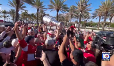Florida Panthers players, fans celebrate team's Stanley Cup back-to-back victories at Elbo Room
