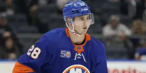 Alexander Romanov skating for the New York Islanders