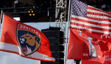 Drier than last year's parade, proud Panthers party at beach