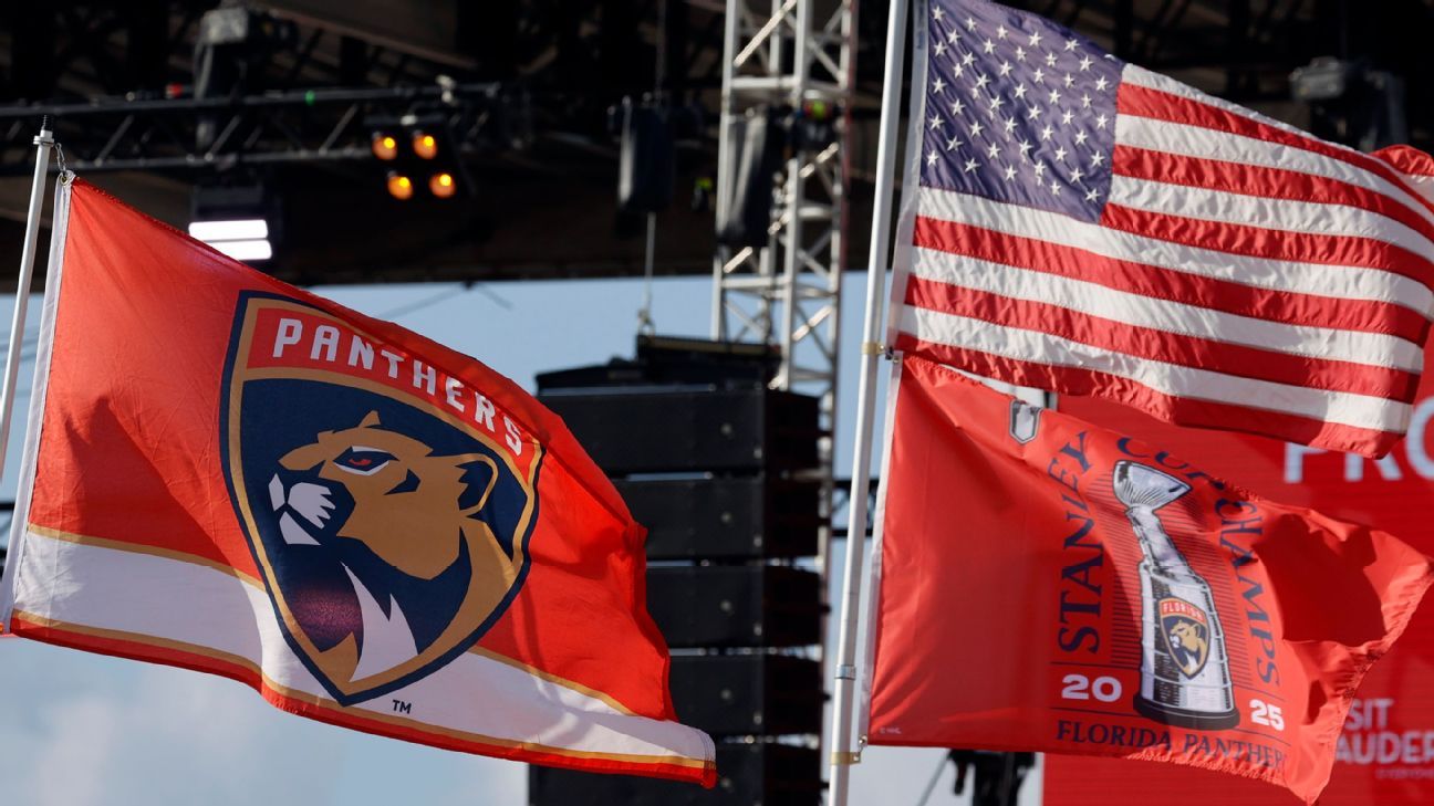 Drier than last year's parade, proud Panthers party at beach