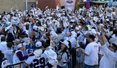 Spring whiteout hits downtown Winnipeg as thousands take to street for start of Jets' playoff run