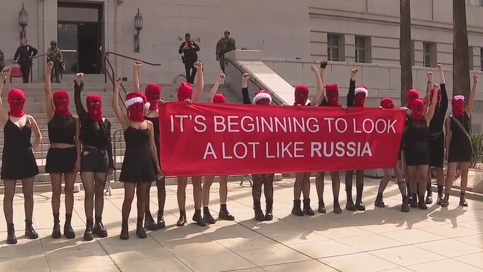 Downtown LA protesters speak out against Trump