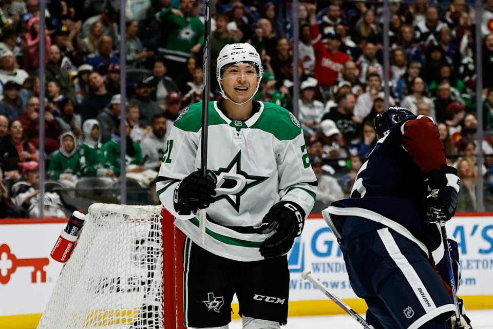 Dallas Stars left wing Jason Robertson (21) celebrates a goal during the 2025 Stanley Cup Playoffs.Isaiah J. Downing-Imagn Images