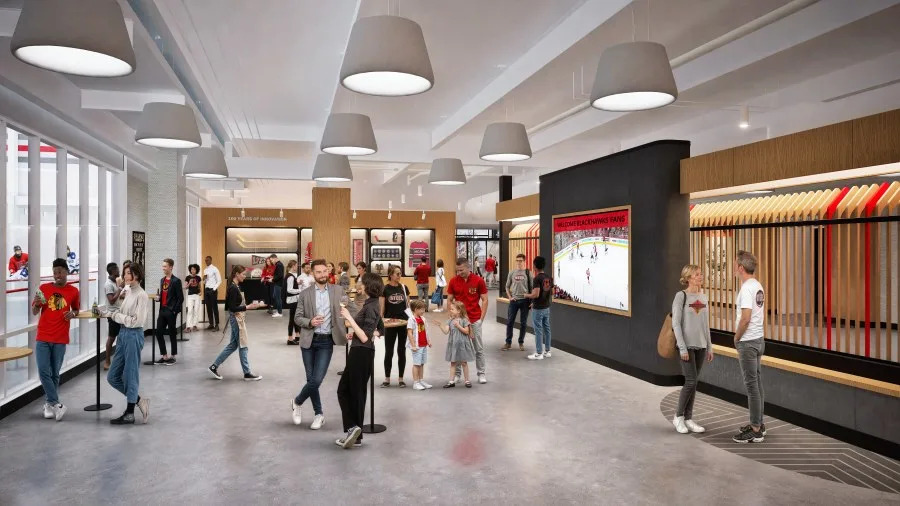 A digital rendering of Centennial Hall, a planned expansion at Fifth Third Arena. (Courtesy: Chicago Blackhawks)