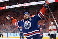 Edmonton Oilers' Leon Draisaitl (29) celebrates his game-winning goal against the Florida...