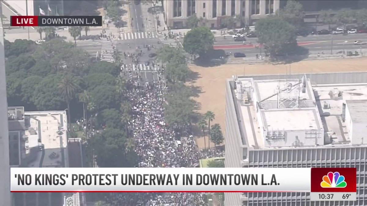 ‘No Kings’ protesters march in downtown LA – NBC Los Angeles