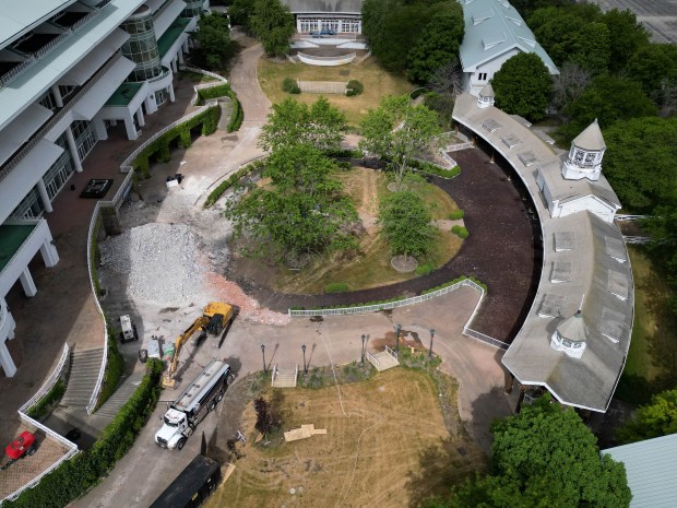 Demolition continues on the grounds of the former Arlington International...