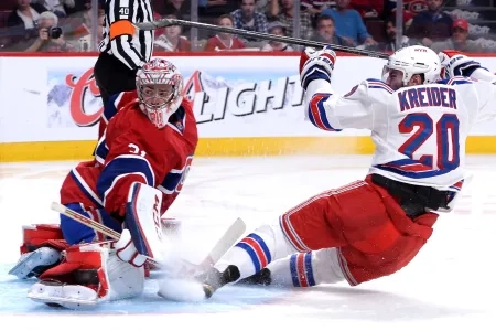 Chris Kreider crashing into Carey Price