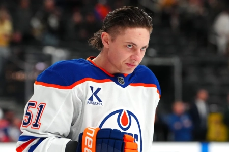Former Vancouver Canucks defenseman Troy Stecher with the Edmonton Oilers. Former Vancouver Canucks defenseman Troy Stecher with the Edmonton Oilers.