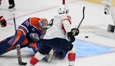Panthers Forward Sam Bennett Clips Yet Another Goalie in Game 2 of the Stanley Cup Finals