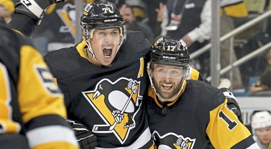 Pittsburgh Penguins forwards Bryan Rust and Evgeni Malkin Pittsburgh Penguins forwards Bryan Rust and Evgeni Malkin