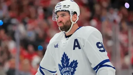 Maple Leafs assistant captain John Tavares looks on