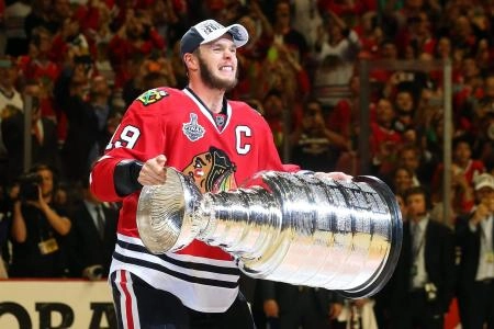 Jonathan Toews with the Stanley Cup.