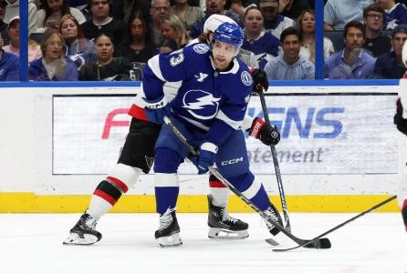 Feb 6, 2025; Tampa, Florida, USA; Tampa Bay Lightning left wing Conor Sheary (73) passes against Ottawa Senators right wing Adam Gaudette (81) during the first period at Amalie Arena. Mandatory Credit: Kim Klement Neitzel-Imagn Images Feb 6, 2025; Tampa, Florida, USA; Tampa Bay Lightning left wing Conor Sheary (73) passes against Ottawa Senators right wing Adam Gaudette (81) during the first period at Amalie Arena. Mandatory Credit: Kim Klement Neitzel-Imagn Images