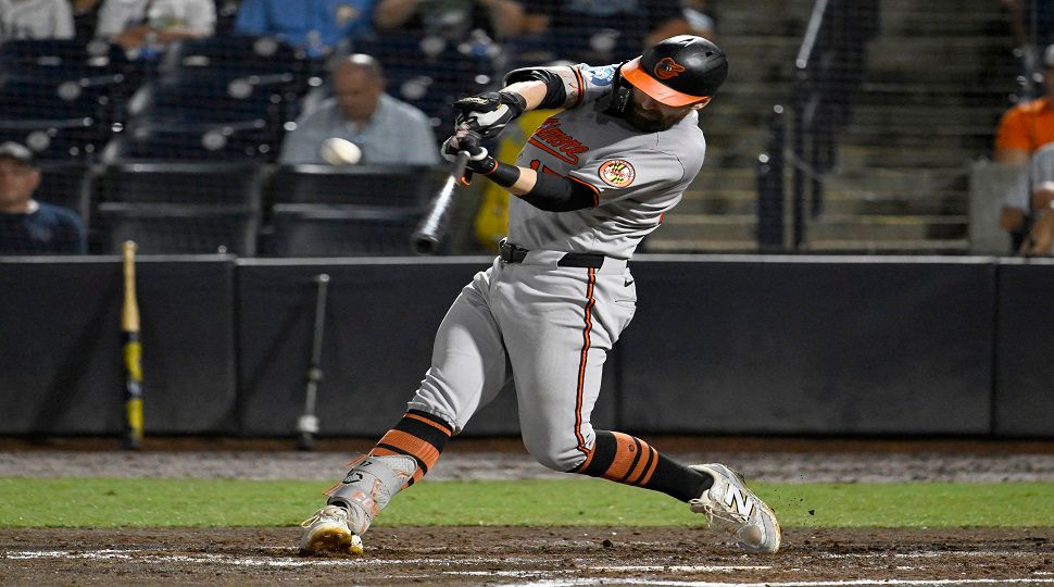 Baltimore Orioles' Colton Cowser hits a three-run home run during the sixth inning of a baseball game against the Tampa Bay Rays, Thursday, June 19, 2025, in Tampa, Fla. (AP Photo/Jason Behnken)