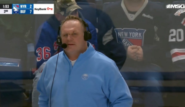 Sabres color commentator Rob Ray kept on broadcasting after taking a puck to the face