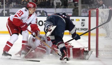 Red Wings get a ‘stick in the face’ on decisive goal; Blue Jackets take outdoor showdown