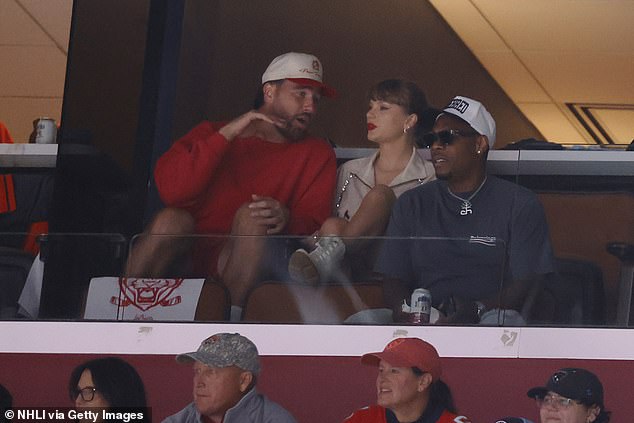 Kelce could be seen deep in conversation with his girlfriend during the Stanley Cup Final