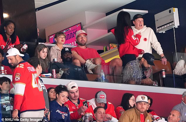 According to ESPN's Greg Wyshynski, a helicopter was seen landing near the venue roughly 50 minutes before the puck drop, with the VIP entrance and elevators to the press box also closed to the public as Kelce and Swift made their grand arrival