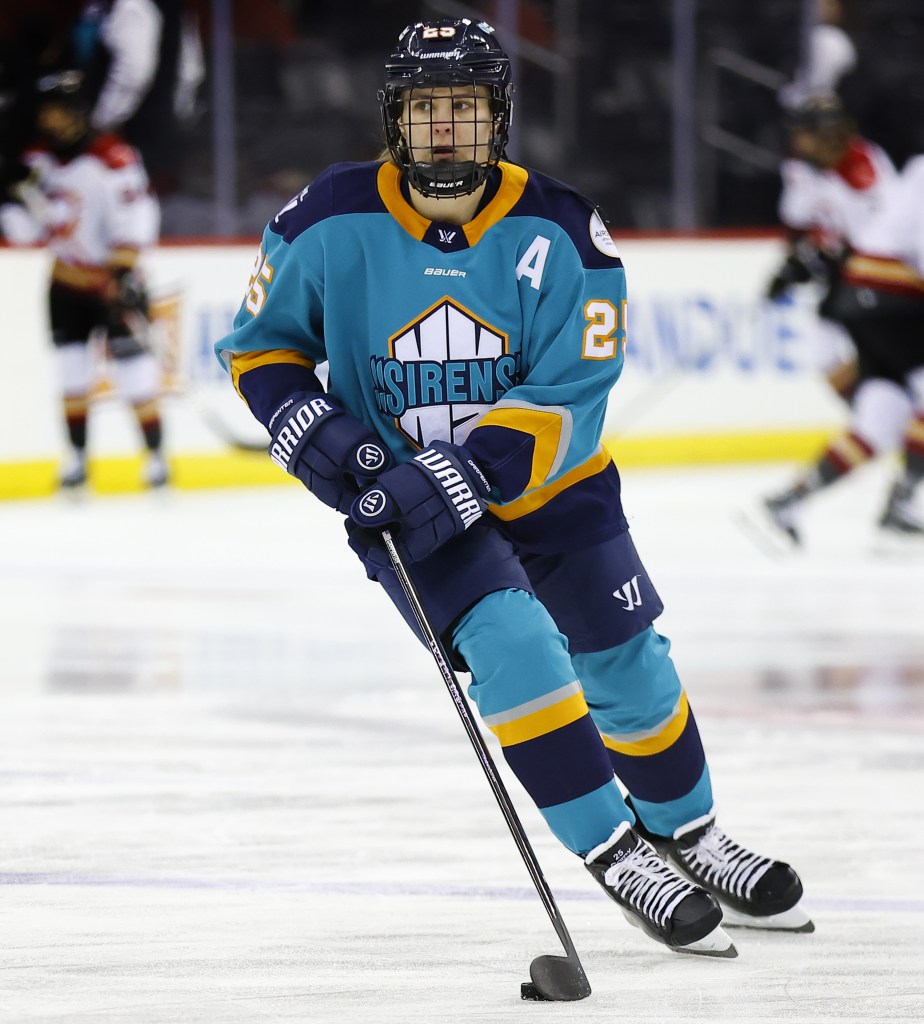 Alex Carpenter skates before a Sirens game against the Ottawa Charge early in the season.