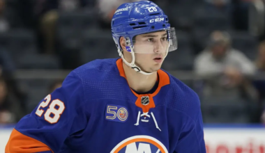 Alexander Romanov skating for the New York Islanders