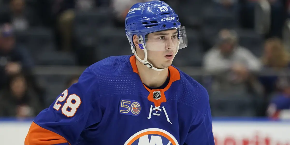 Alexander Romanov skating for the New York Islanders