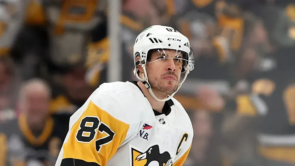 Sidney Crosby #87 of the Pittsburgh Penguins looks on after scoring the game winning goal against the Boston Bruins during the third period at TD Garden on January 04, 2024 in Boston, Massachusetts. The Penguins defeat the Bruins 6-5