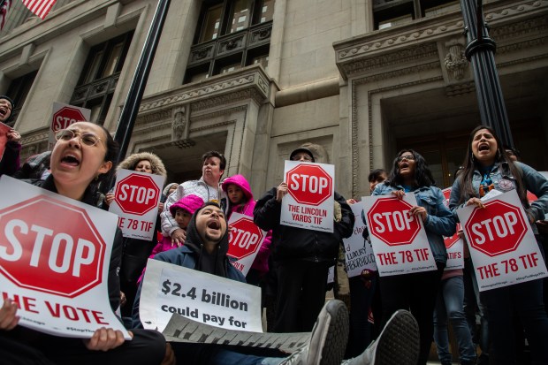 People against the Lincoln Yards and The 78 project protest...
