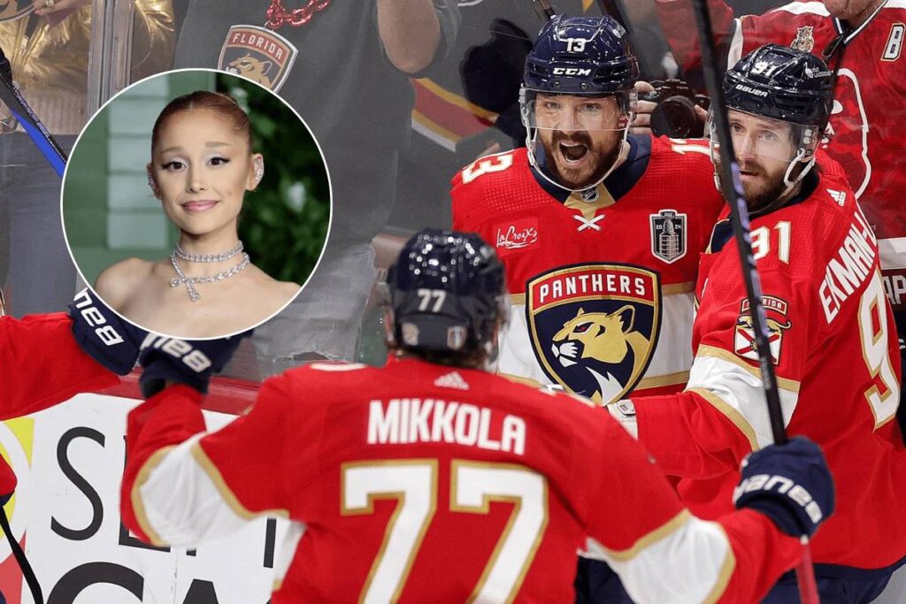 Image shows Ariana Grande and the Florida Panthers