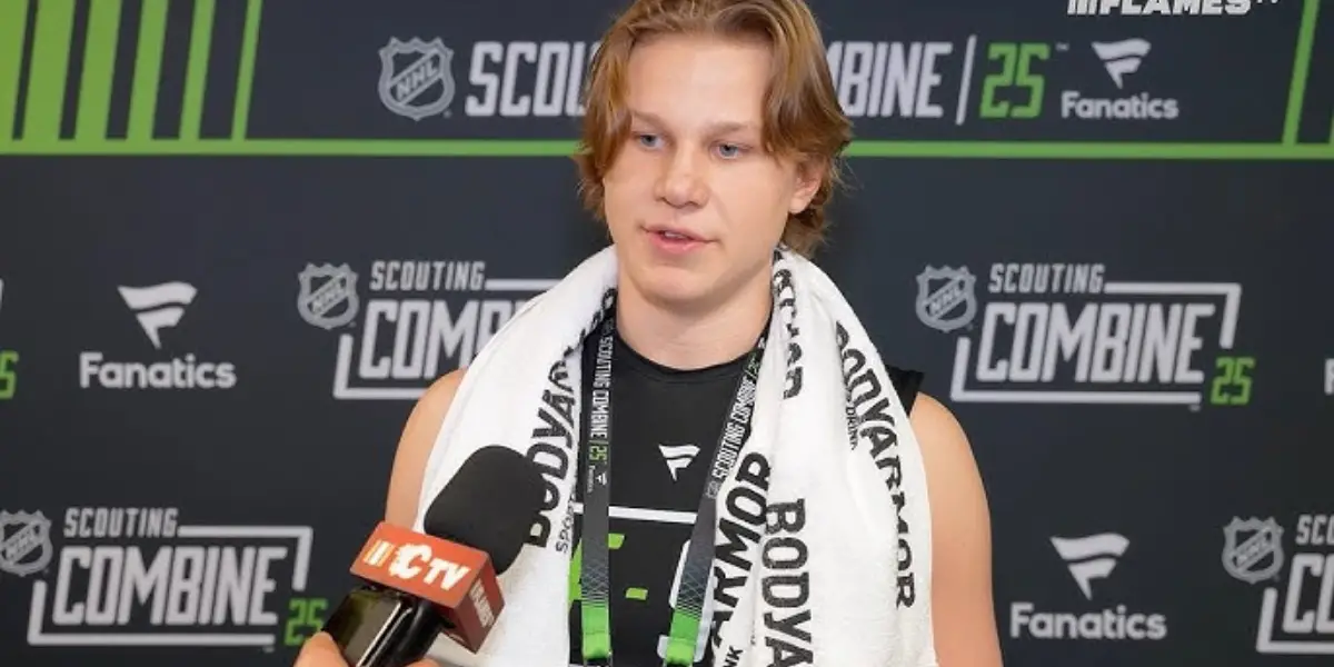 Eddie Genborg at the 2025 NHL Scouting Combine