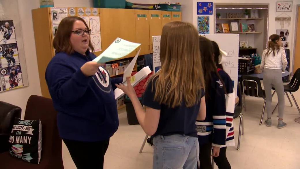 Click to play video: 'Winnipeg Jets playoff run inspires philanthropy at K-8 school in The Maples'