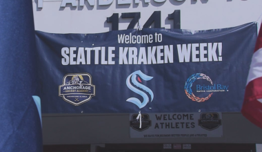 Seattle Kraken guide Anchorage youth hockey players at daytime clinic