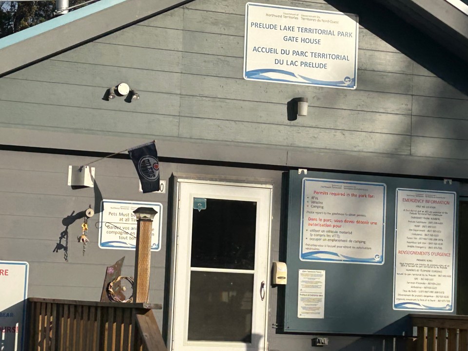 Pay close attention and you'll see the Oilers flag hanging at the Prelude gatehouse. Photo: James Bagtas