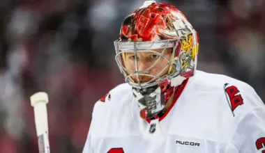 Frederik Andersen in net for the Carolina Hurricanes