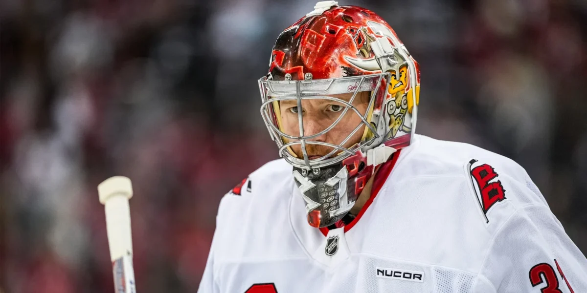 Frederik Andersen in net for the Carolina Hurricanes