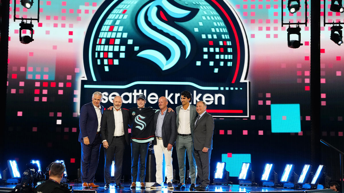 Berkly Catton is selected by the Seattle Kraken with the 8th overall pick in the first round of the 2024 NHL Draft at The Sphere.