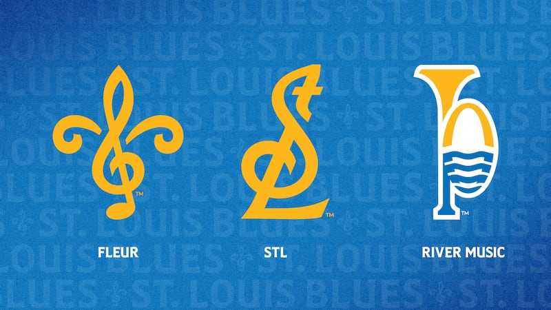 The ‘STL’ logo (center) will appear on Blues players’ pant legs.