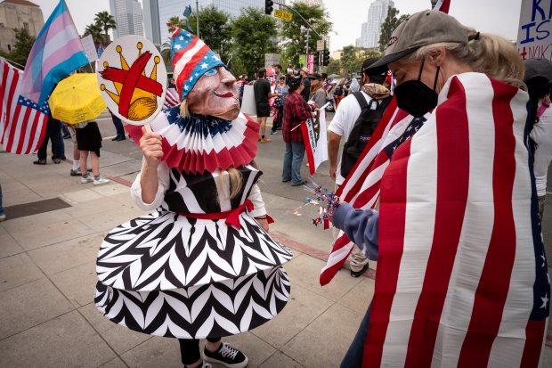 Jennifer Robertson joined thousands of No Kings protesters marched against...