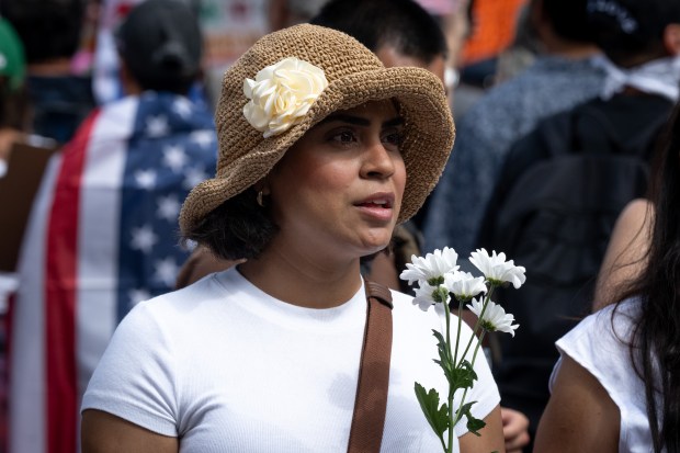 Thousands of No Kings protesters marched against the policies of...