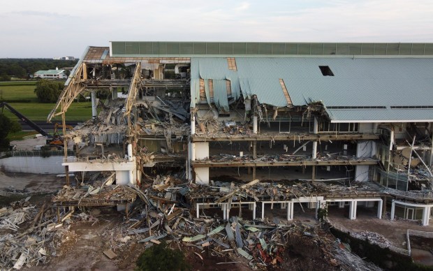 Demolition continues of the main grandstand at the former Arlington...