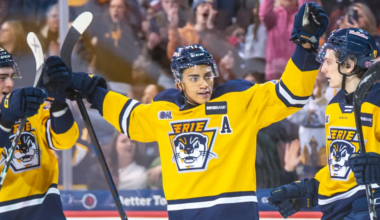 Malcom Spence skating for the Erie Otters