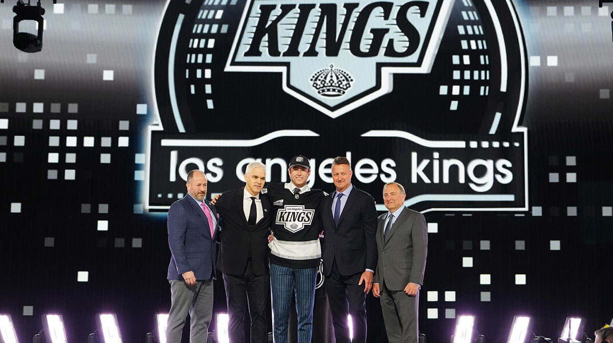 Liam Greentree is selected by the Los Angeles Kings with the 26th overall pick in the first round of the 2024 NHL Draft at The Sphere.